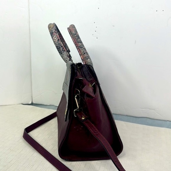 VITTORIA NAPOLI ITALY BAROK Maroon Red/Python Leather Shoulder Bag, $379 - Picture 3 of 9